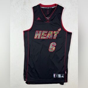 Adidas x NBA Size Small LeBron James Miami Heat Black Camo NBA Jersey Red Trim
